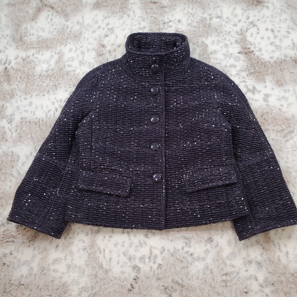Carlisle Blazer Women's US 8 Plum Ruched Mock Neck‎ Wide Sleeve Jacket Blazer
